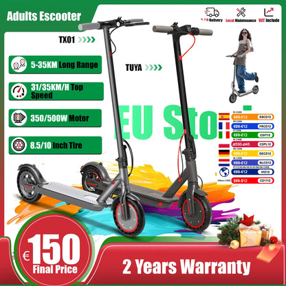 LADPED 350W Scooter Electric 36V Large Capacity Battery Folding Electric Kick Scooter with 8.5 Inch Explosion-proof Tire 31KM/H.