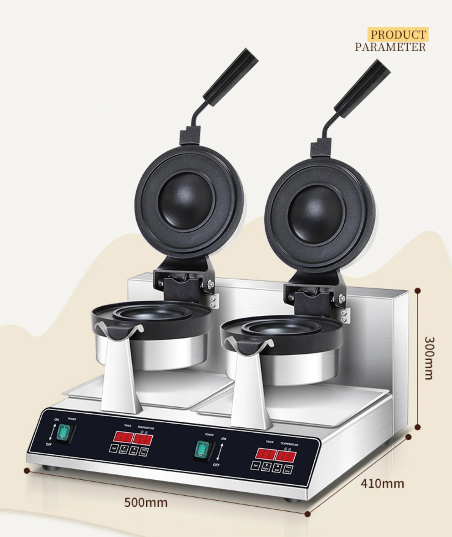 Digital Display Double-Headed UFO Burger Waffle Donut Machine Stainless Steel Hot Sale Electric Ice Cream Waffles Burger Maker.