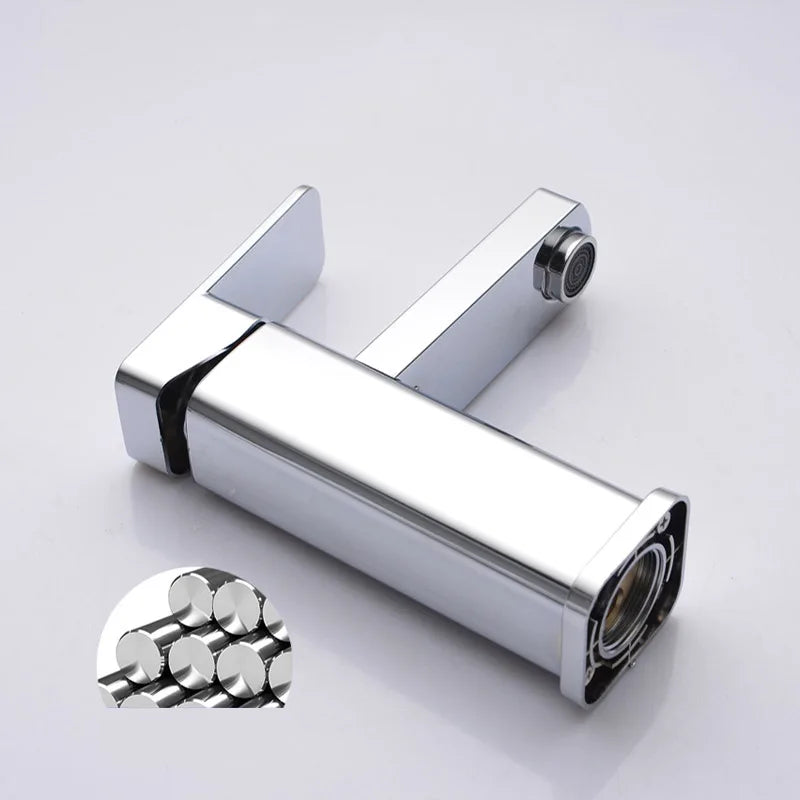 Stainless Steel Black Square Hot and Cold Dual-use Basin Faucet Home Kitchen Bathroom Cabinet Faucet