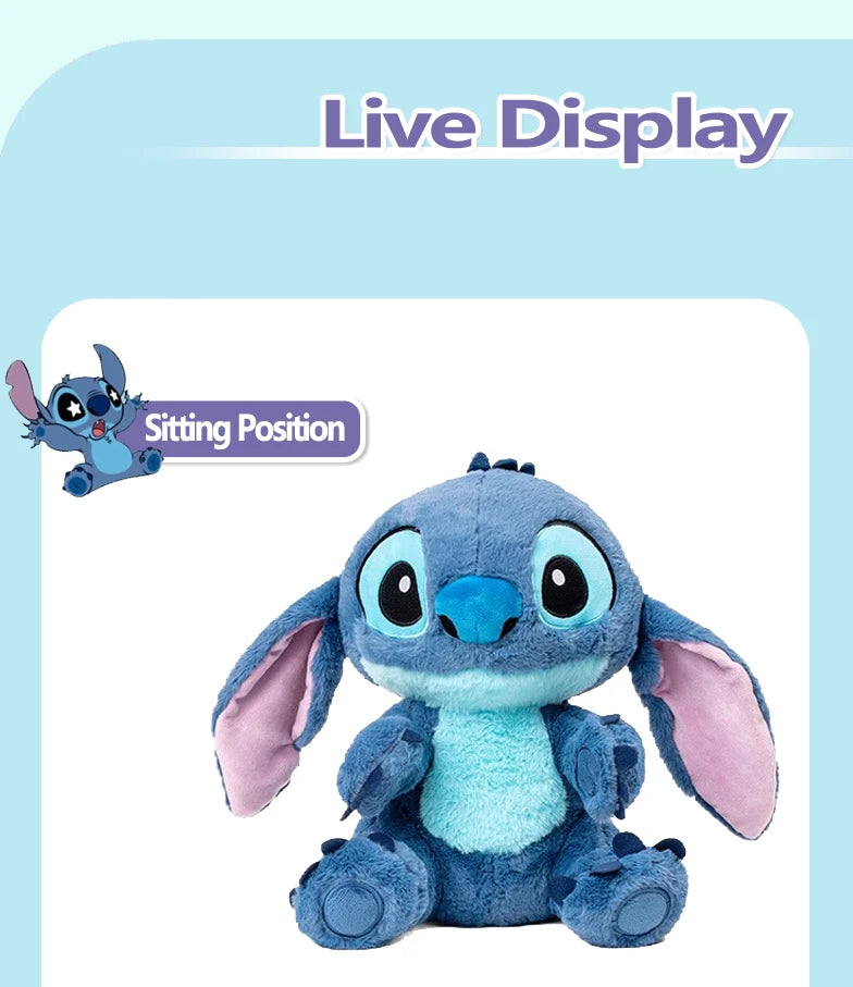 Genuine Disney Kawaii Stitch Stuffed Toys Cartoon&Cute Lilo&Stitch Plush Dolls Throw Pillow BirthdayGift For Kids Boy Girlfriend.