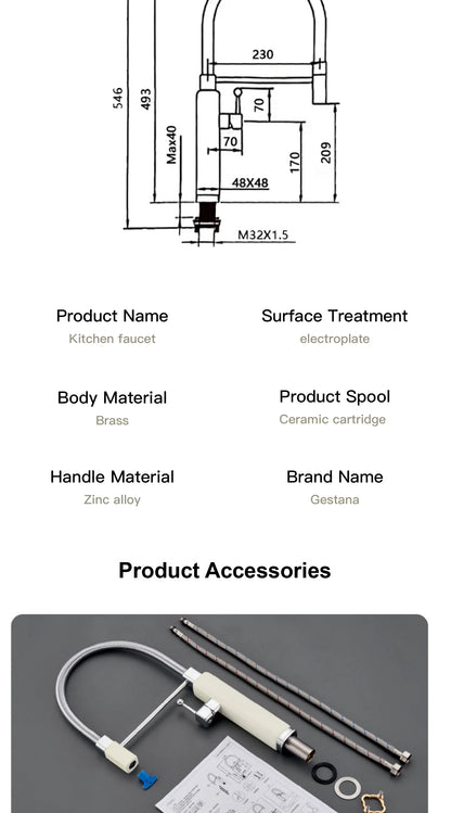 Modern red brass kitchen faucet with single handle and single hole ceramic valve core, hot and cold water pull-out sink Mixer