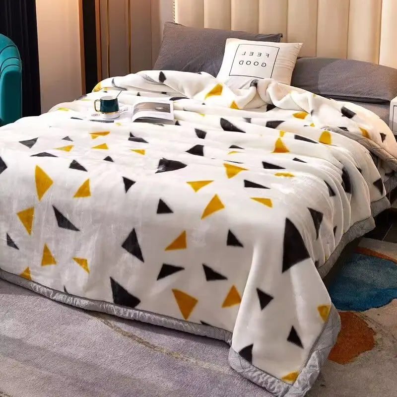 Red Rose Pattern Plush Blanket Upgraded Thickened Cold Resistant Quilt Multi Purpose Machine Wash Skin Friendly Bedding Sheet