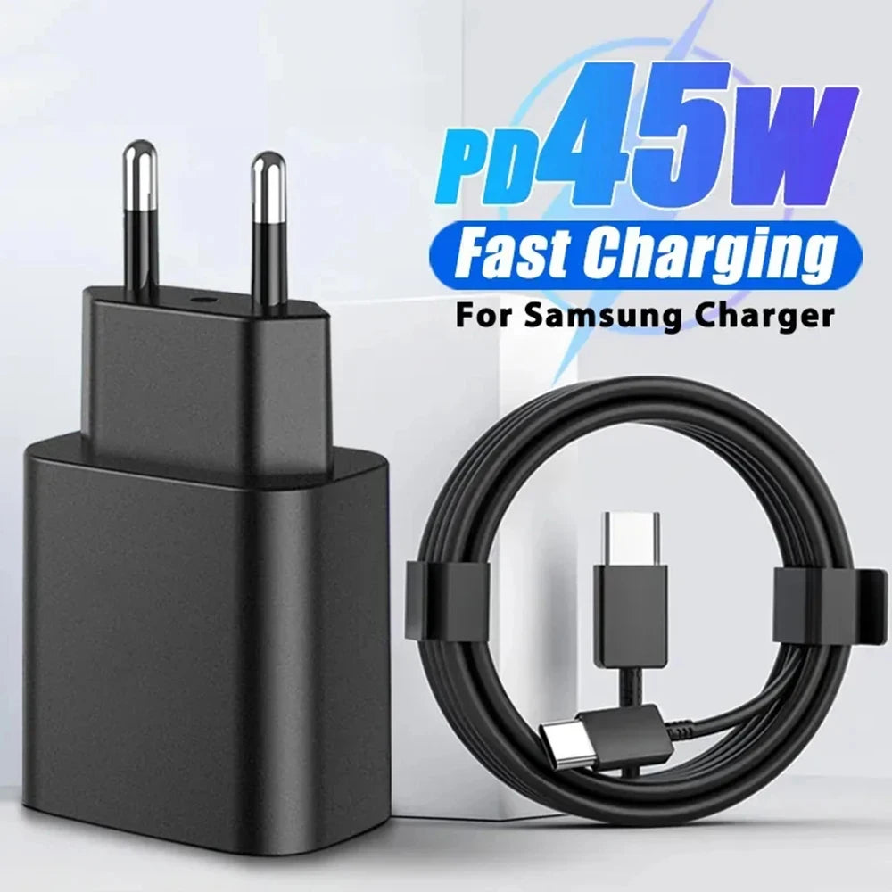45W PD Super fast charge for  S22 S23 Ultra Note 10+ 5G USB C Mobile Phone Type C US/EU/UK  Fast Quick Charging Wall Adapter.
