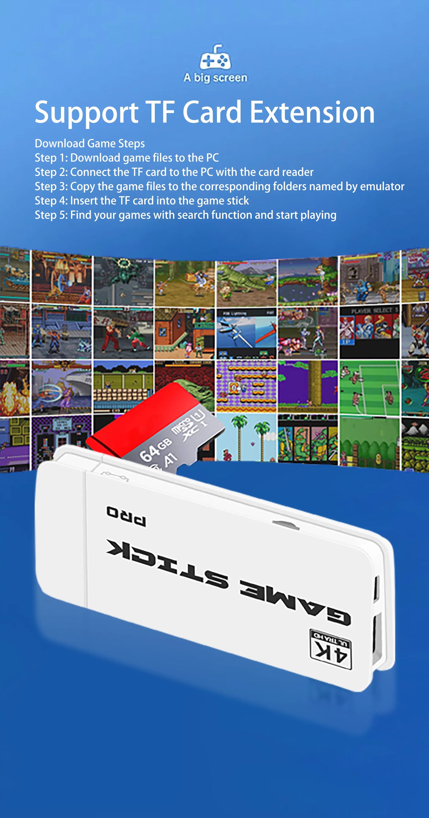 4K TV Game Stick M15 Video Game Console Built-in 40000+/50000 Games 128G Handheld Game Player Wireless Controller Retro Gamepad.