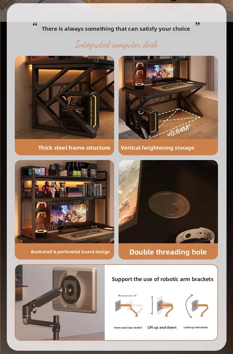 Schreibtisch, Bücherregal, integrierter Schreibtisch mit Lochbrett, Schlafzimmer, E-Sport-Tisch, Desktop-Computertisch