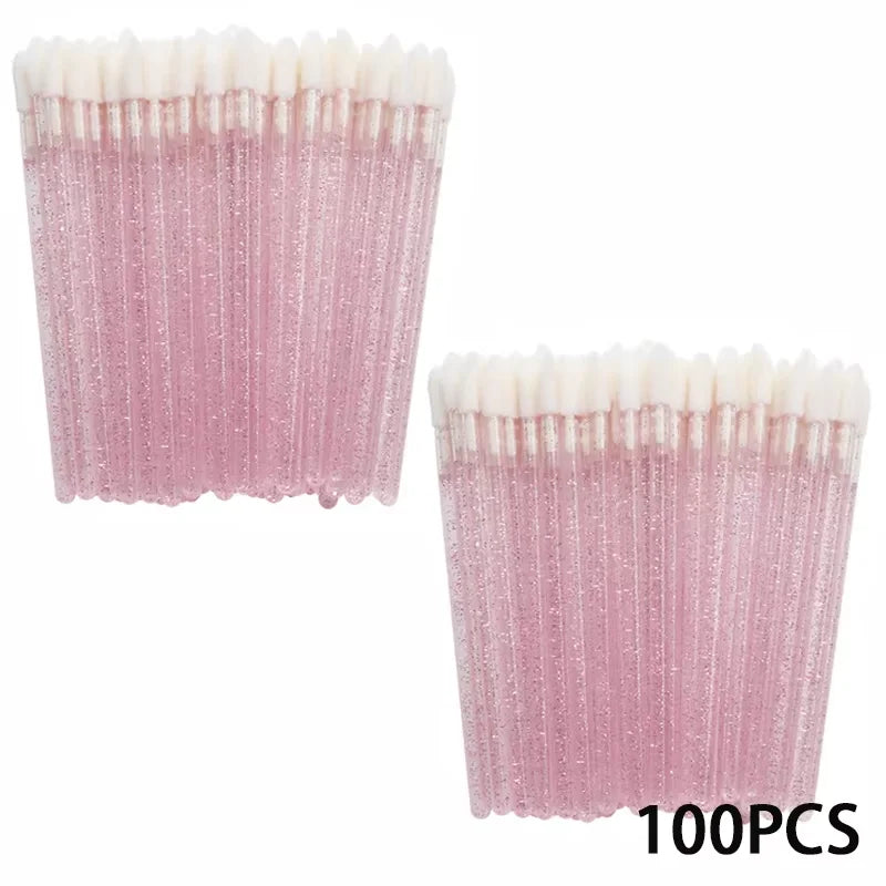100/200pcs Lip Wands Applicators Disposable Lip Brushes Lipstick Brush Mascara Applicator Gloss Wands Eyelash Extension Tool.