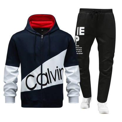 Herren-Sportbekleidung, Kapuzen-Cardigan-Set, europäische Größe, schmale Passform, Freizeitkleidung, koreanischer Stil, Sportanzug, bequem, atmungsaktiv.