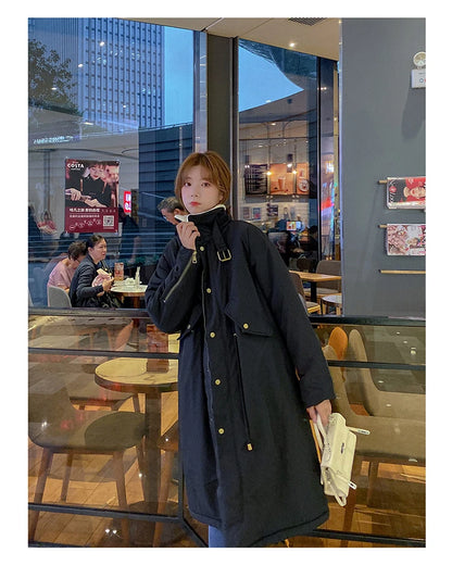 Daunen-Baumwoll-Parkas-Jacke für Damen, mittellang, über dem Knie, 2025, neue koreanische lockere Mode, Winter, gepolstert, weiblich, verdickt