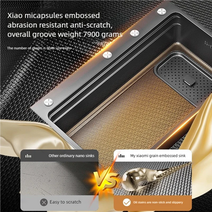 Black 304 Stainless Steel Kitchen Sink Household Multifunction Wash Dish and Vegetables Basin Large Single Slot Undermount Basin