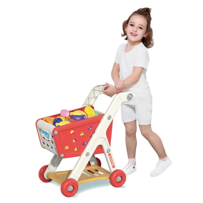 Shopping cart toy baby small trolley children play house fruit cut music kitchen supermarket men and girls Early Education toys.