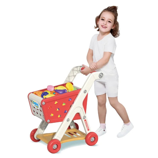 Shopping cart toy baby small trolley children play house fruit cut music kitchen supermarket men and girls Early Education toys.