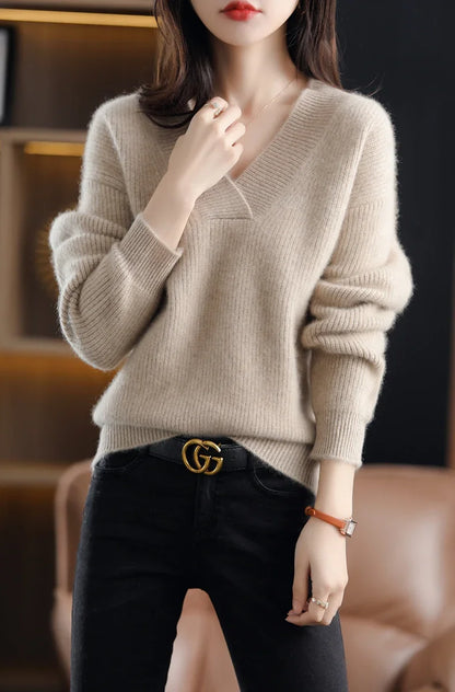 V-ausschnitt Herbst Winter Pullover Pullover Frauen Korea Lose Dicke Kaschmir Pullover Pullover Frauen Oversize Pullover Jumper.