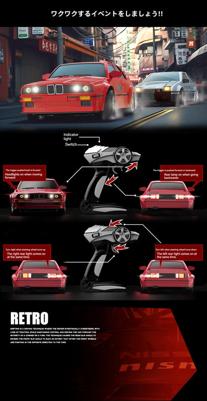 New Rc Car Four-Wheel Drive 1:16 Retro E30 Sports Car Remote Control Car 4wd 30km/H High Speed Drift Car 2.4g Cvt Rc Car Toy Boy.