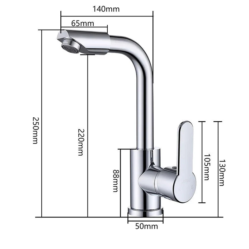 360° Rotating Basin Faucet Kitchen And Bathroom Dual-use Hot and Cold Water Faucet Splash-proof