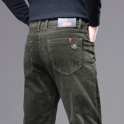 KUBRO High Quality Corduroy Fabric Men's Business Casual Trousers Autumn Korean Style Small Straight Slim Versatile Cargo Pants.