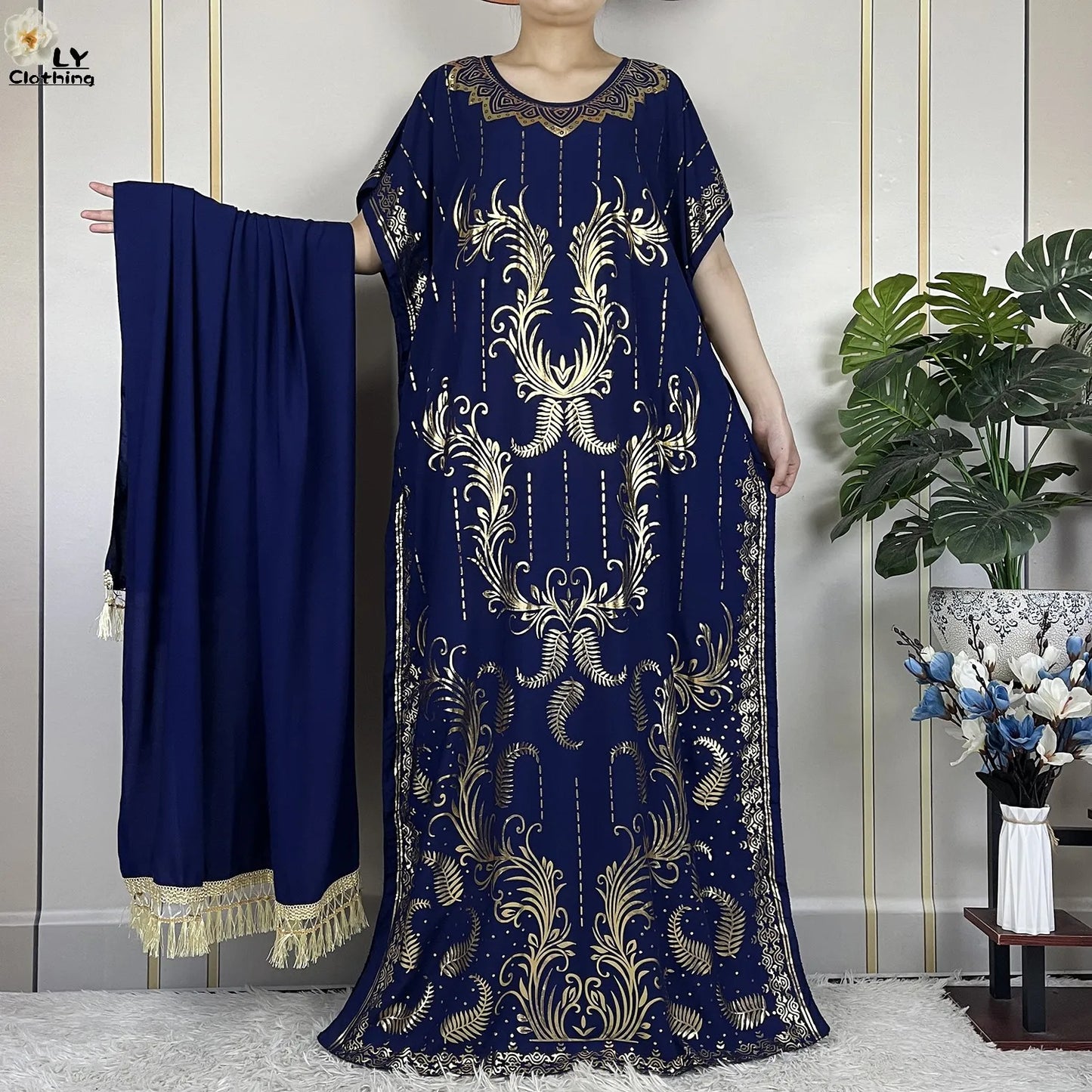Neue Sommer Abaya für Frauen lässig Kurzarm weiches Baumwoll kleid Dubai Kaftan lose Dame Maxi Islam afrikanisches Kleid mit großem Schal