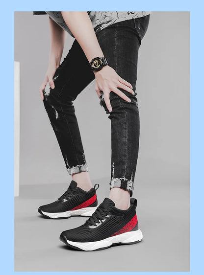 Fashion Men Sneakers Elevator Shoes Men Breathable Mesh Shoes Sports Casual Board Shoes Men's Hidden Inner Heightening Shoes 8cm.