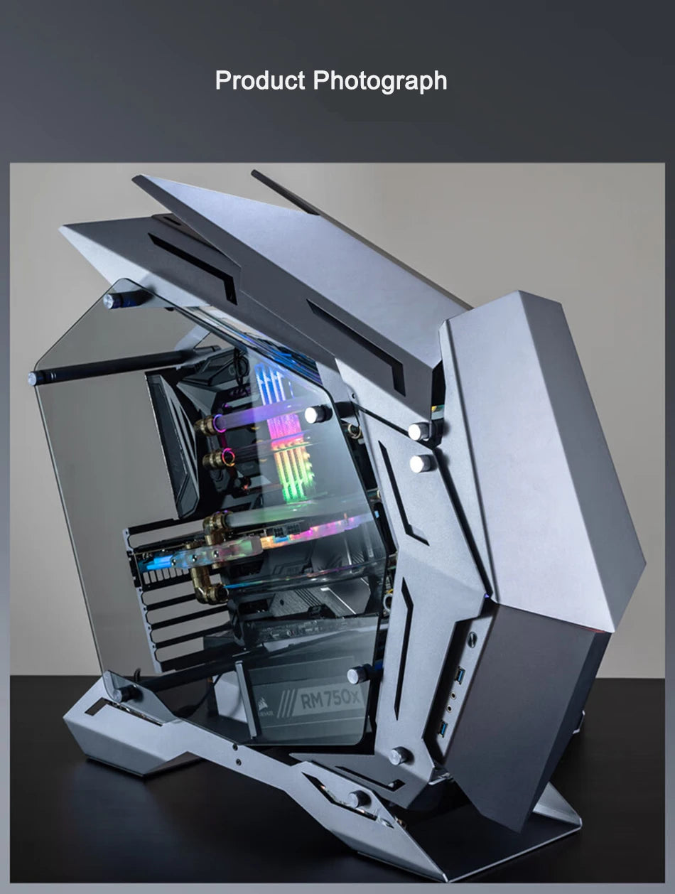 JONSBO MOD-3 Special-shaped Case All Aluminum Tempered Glass E-sports Mecha Theme Chassis E-ATX Motherboard 360 Water-cooled
