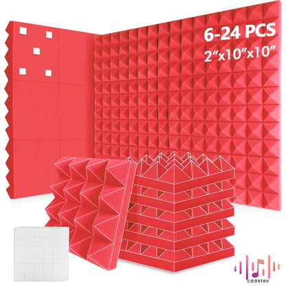 Sound Absorbing Wall Panel 6/12/24Pcs Acoustic Foam Self Adhesives Decor Studio Echo Canceling Treatment For Game Room Cinema