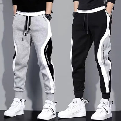 Men Black Pants Hip Hop Drawstring Jogger Fashion Comfortable Trousers Male Casual Sweatpants Loose Elastic Waist Sportswear.