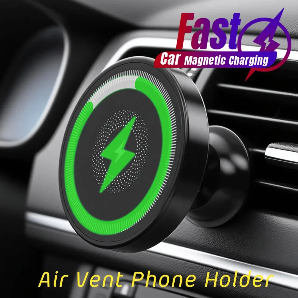 Magnetic Wireless Charger 360 Rotation Air Vent Phone Holder Stand For Magsafe iPhone 16 15 14 13 12 Pro Max Fast Charging Mount.