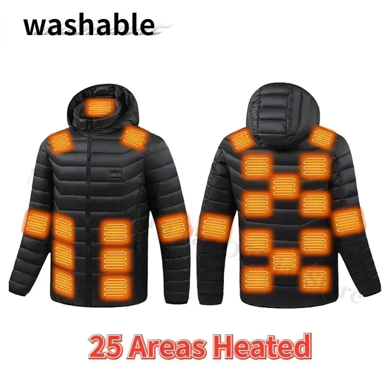 21 Areas Heating Jacket Men Winter USB Electric Heated Coat Functional Self Heating Clothes Outdoor Snow Ski Thick Padded Jacket