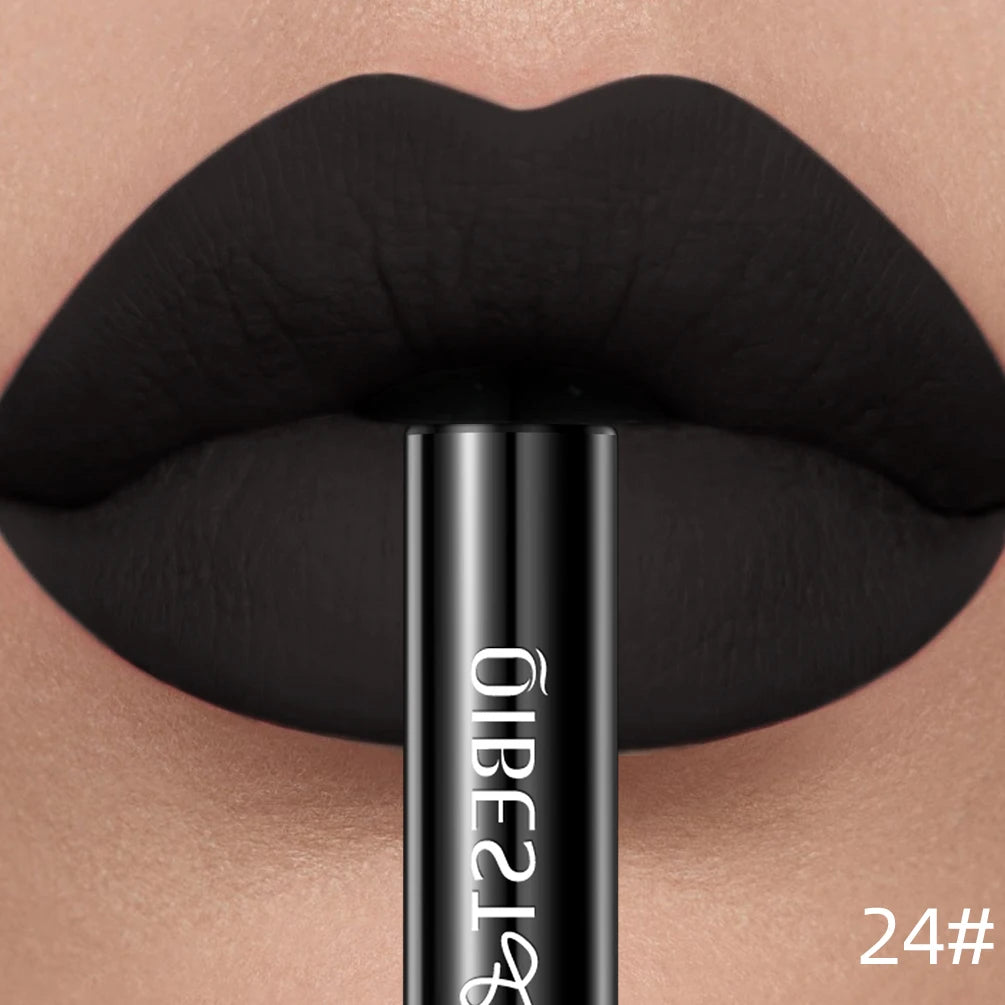 QIBEST Sexy Red Matte Lip Gloss Long Lasting Velvet Liquid Lipstick Lip Makeup Women Beauty Nonstick Cup Waterproof Lipgloss Hot