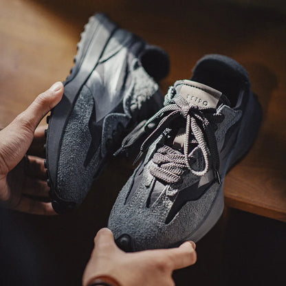 Maden Frühling Vintage Dickbesohlte Patchwork Schwarze Sneakers Lässige atmungsaktive Joggingschuhe Low-Top-Schnürschuhe Sportliche Sommerschuhe