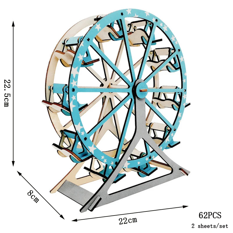 Retro Bus European-style Campervan 3D Wooden Car Puzzle DIY Sailing Ship Airplane Building House Model Jigsaw Toys For Children