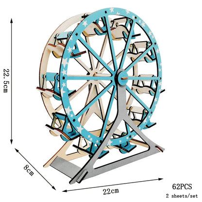 Retro Bus European-style Campervan 3D Wooden Car Puzzle DIY Sailing Ship Airplane Building House Model Jigsaw Toys For Children