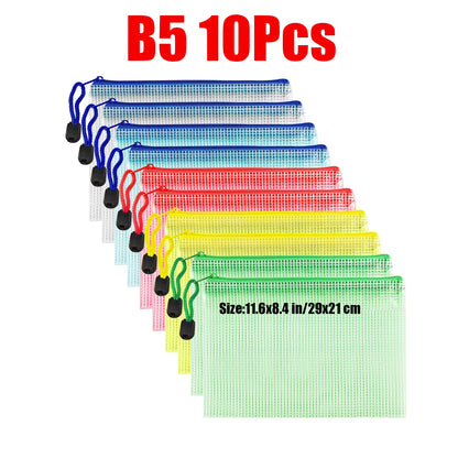 Zipper Documents Bag A4/A5 Plastic Folders A3 Transparent Waterproo File Organize Storage Bag School Office Stationery Supplies