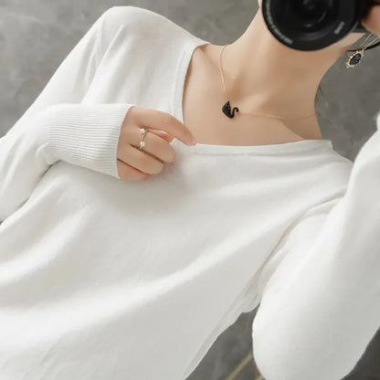 Frauen Pullover Herbst Winter V-ausschnitt Strickwaren Lange Hülse Lose Kaschmir Pullover Pullover Dame Günstige Qualität Jumper Gestrickte Tops