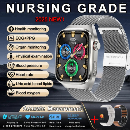 2025 New For XIAOMI Uric acid Blood lipids Smart Watch Men ECG+PPG Blood pressure Blood oxygen Bluetooth Call Health Smartwatchs