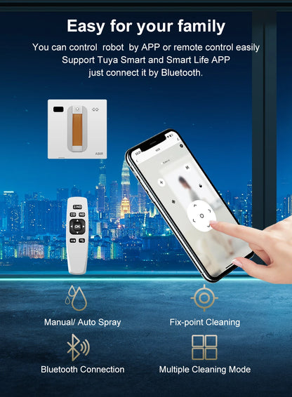 ABIR WD8 Robot Window Vacuum Cleaner,Dual Water Spray,Laser Sensor,Smart Home Glass Wall Wet Dry Cleaning ,APP&Remote Control.