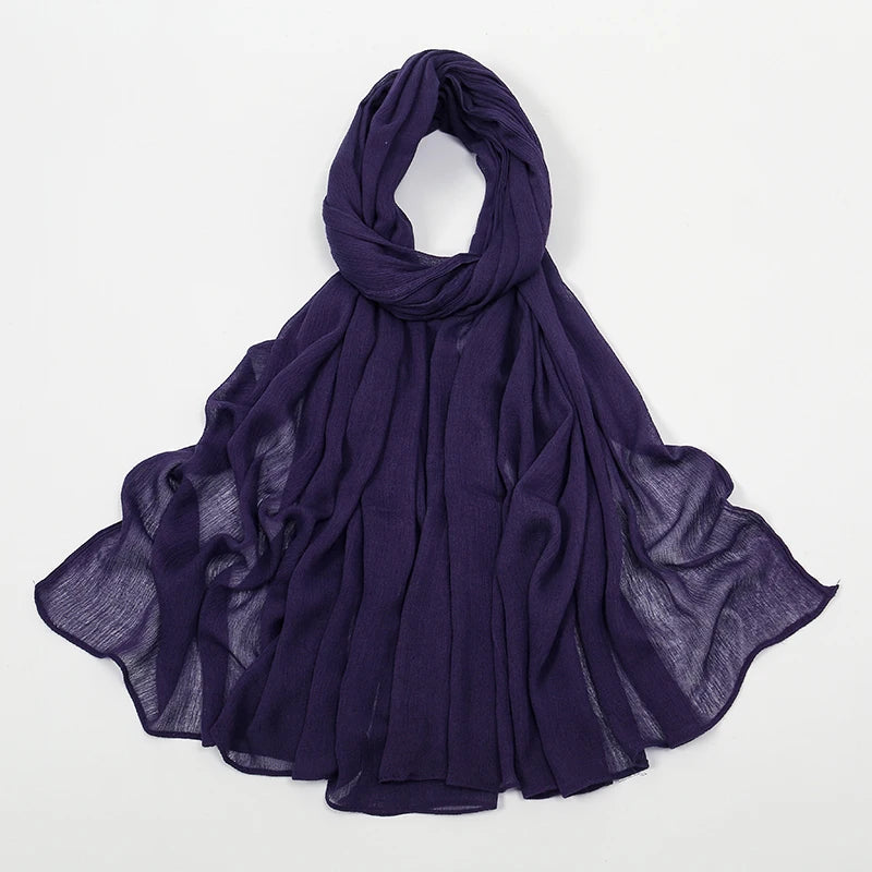 New Arrival Crinkle Rayon Hijab Women Muslim Scarf Shawls Solid Headscarf Wraps Big Size Plain Islamic Turban Headbands Foulard