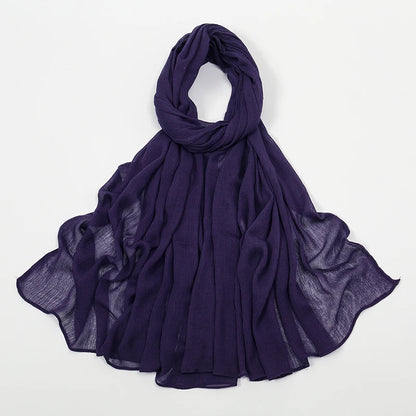 New Arrival Crinkle Rayon Hijab Women Muslim Scarf Shawls Solid Headscarf Wraps Big Size Plain Islamic Turban Headbands Foulard
