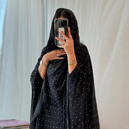 Middle Eastern Islamic Three-Piece Clothing for Women Ramadan Muslim Modest Abaya Dress with Hijab 2025 New Turkey Kaftan Robe.