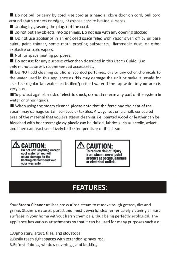 2500W High And Temperature Handheld Steam Cleaners Air Conditioner Kitchen Hood Car Steam Clean Machine Floor and More Cleaning.