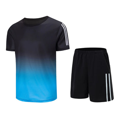 2pcs Summer Men's Quick drying Sports Suit Loose And Comfortable Round Neck Short Sleeved T-shirt Versatile Running Pocket Short.