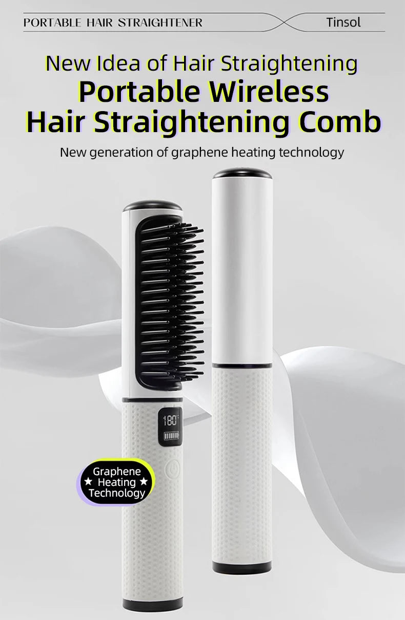 Electric Hot Comb Multi-function Wireless Hair Straightening Comb Negative Ion Anti Hot Styling Tool Hair Straightening Brush.