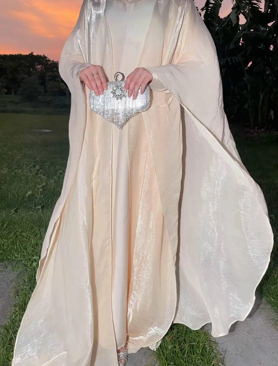 Eid Ramadan Muslim Women Modest Dress 2 Piece Set Arab Open Abayas Vestidos Saudi Cardigan Robe Dubai Morocco Dresses Jalabiya.