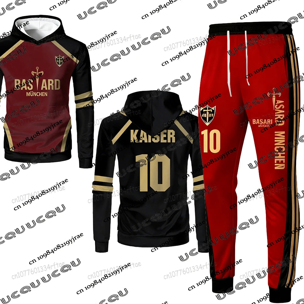 Anime Blue Lock MICHAEL KAISER Tracksuit Sets For Men Hoodies+Long Pants Suits Autumn Winter Casual Sets For Men Christmas Suits.