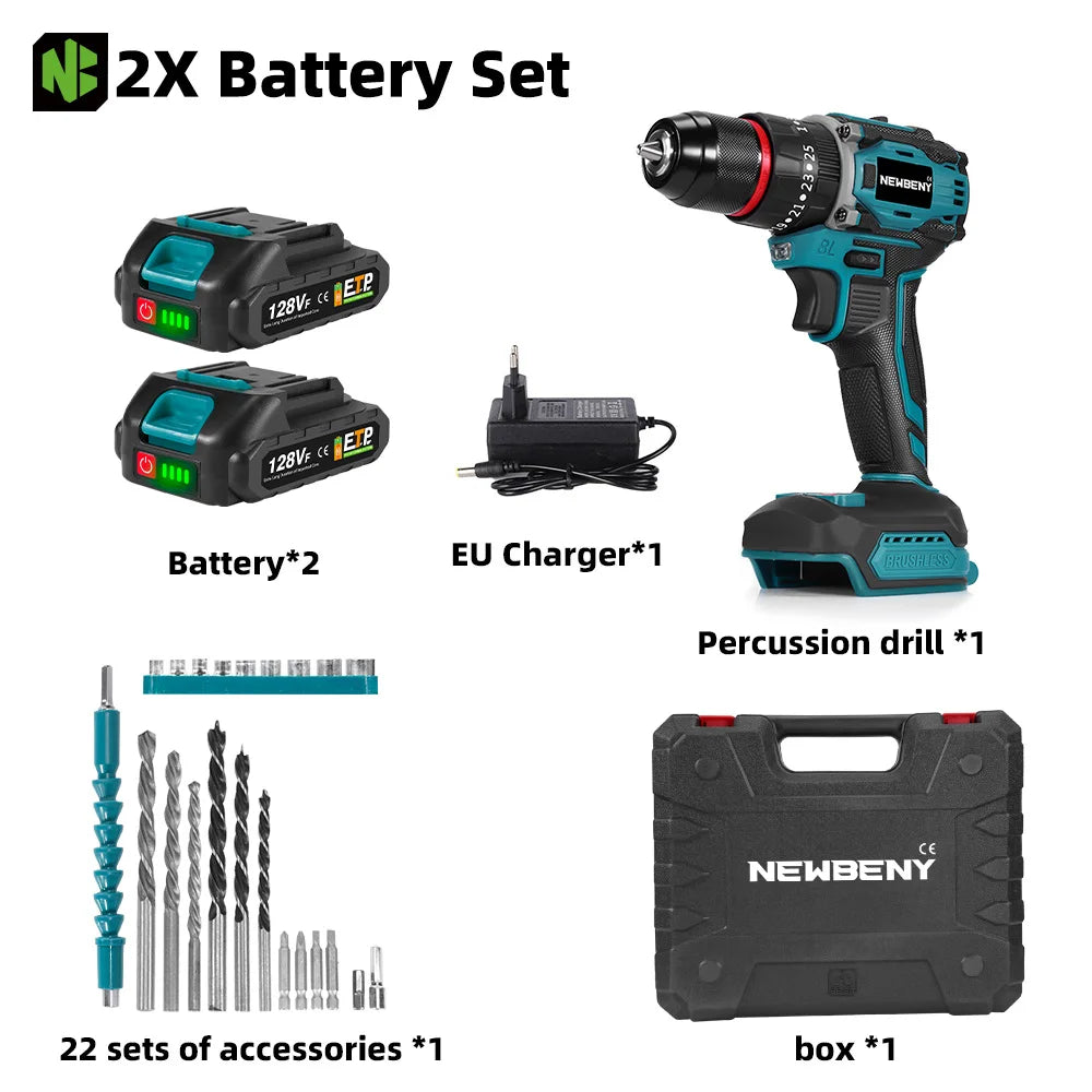 NEWBENY 80N.M 25 + 3 Drehmoment Bürstenlosen Bohrmaschine 3IN1 Akkuschrauber Holzbearbeitung Power Tool Für Makita 18V Batterie pin
