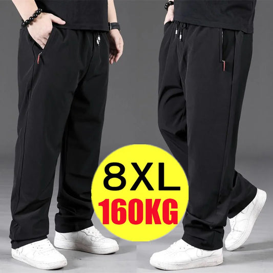 8XL Casual Pants Mens Straight Loose Trousers Men Clothing Elastic Waist Quick Dry Pants Summer Fashion Oversized Joggers Pants.