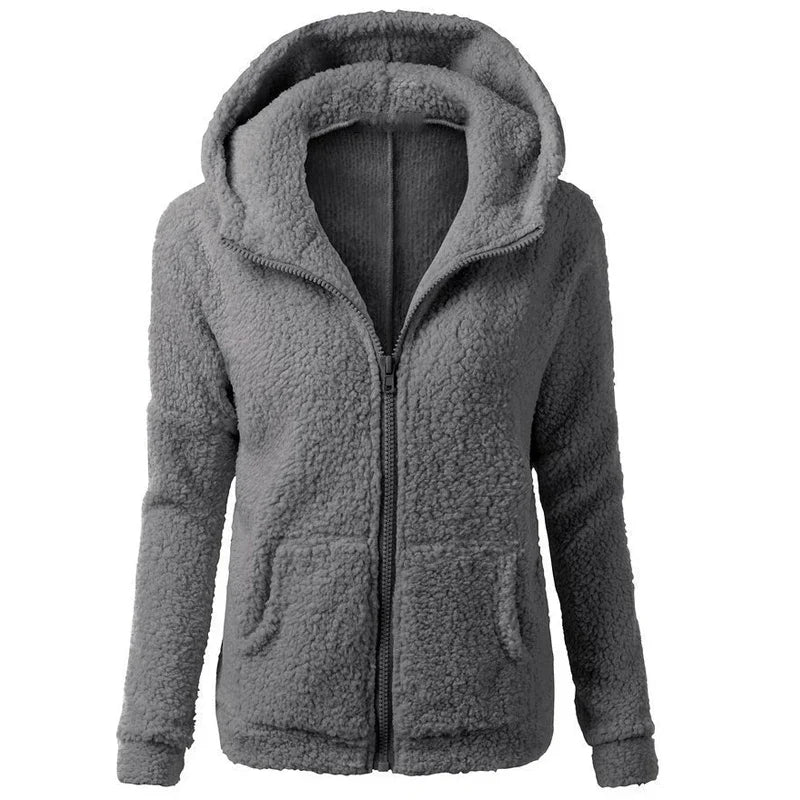 Autumn Winter Warm Jacket Women hoodie Hooded 2025 Casual Female Hoodies Sweatershirt Zipper Coat Solid Soft Fleece Women Coat.