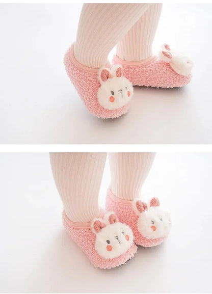 Autumn Winter Baby Slippers Toddler Plush Floor Sock Shoes Children Soft Sole Walking Shoes Indoor Home Anti-slip Kids Shoes