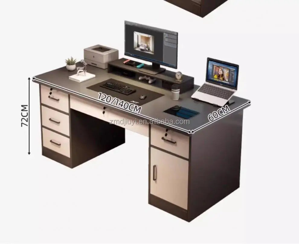 Desktop-Computertisch mit Schubladen für Heimlernen, Schreiben und Büromöbel. Großer Schreibtisch für den Schreibtisch