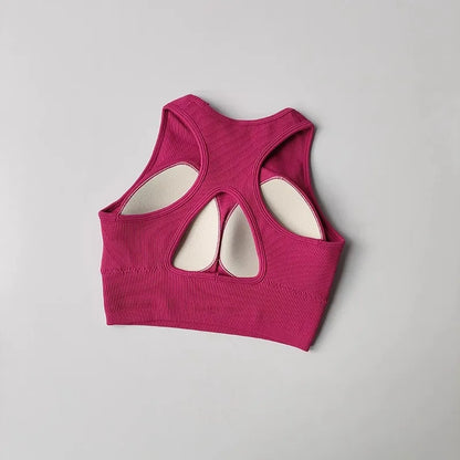 Women's Push-Up Sport Bra Breathable Yoga Gym Crop Top Fitness Brassiere Underwear Gym Wear Sports Bra.