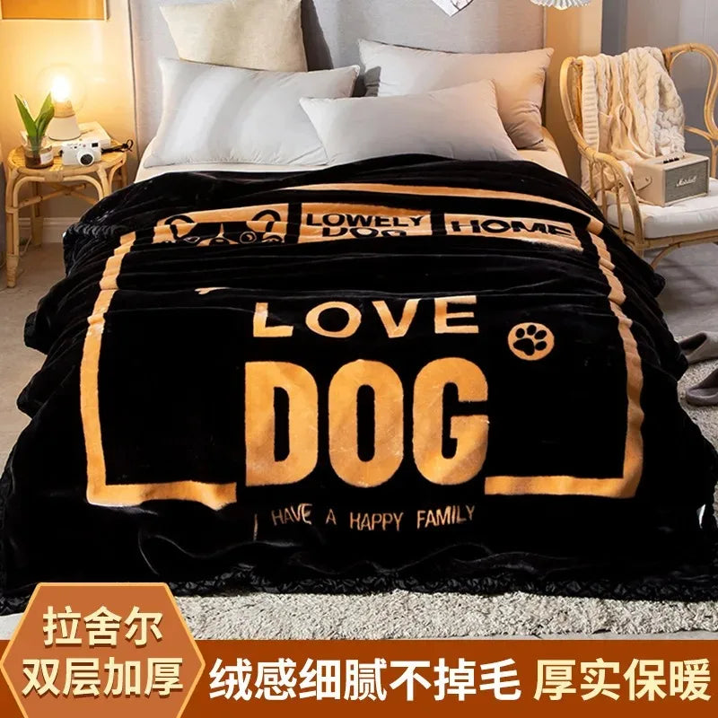 Modern Geometric Cartoon Printed Bedroom Blanket Coral Fleece Dormitory Quilt Thicking Double Layer Multi Purpose Bedding Sheets