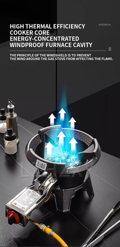 Low-pressure Fierce Fire Gas Stove Commercial Single-hole Liquefied Gas Burner for Hotel Restaurant Energy-saving Gas Cooktop.
